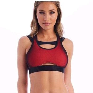Lukka Lux Metallic Flare Red Keyhole‎ Sports Bra Medium
